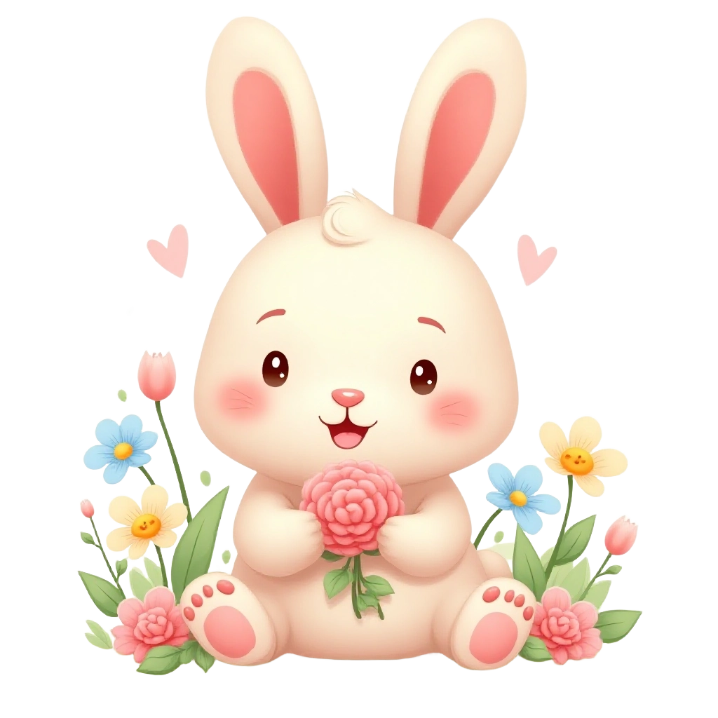 Charming Bunny with Flowers